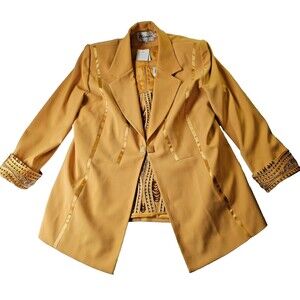 JK Collection 2 Pc Beaded Blazer Set Size 20W Color Mustard